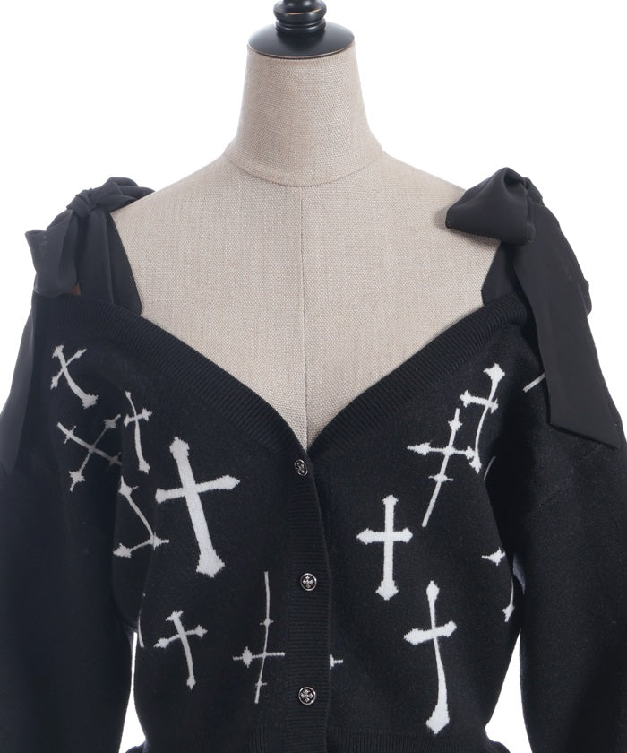 Cross Jacquard Knit Cardigan