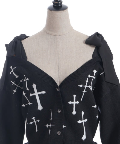 Cross Jacquard Knit Cardigan