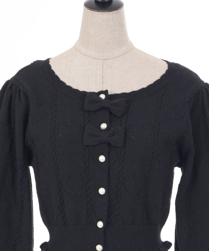 Heart Openwork Long Sleeve Knit Cardigan