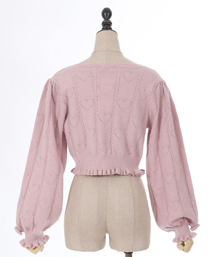 Heart Openwork Long Sleeve Knit Cardigan