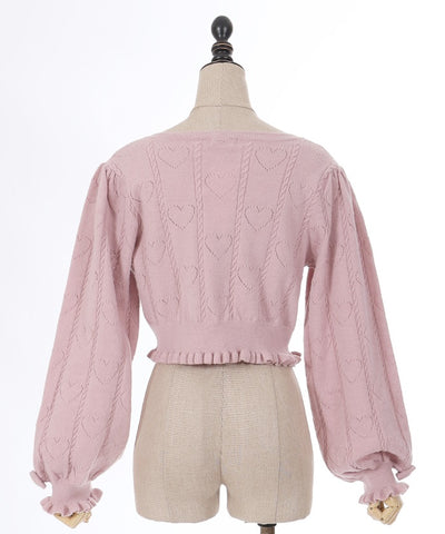 Heart Openwork Long Sleeve Knit Cardigan