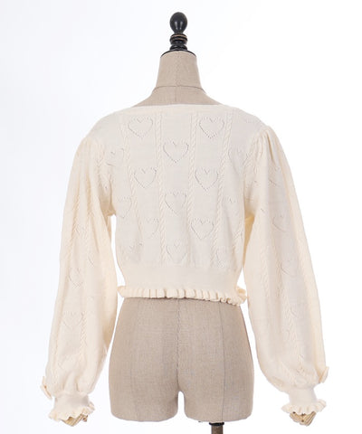 Heart Openwork Long Sleeve Knit Cardigan