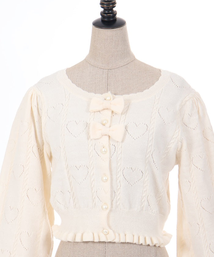 Heart Openwork Long Sleeve Knit Cardigan