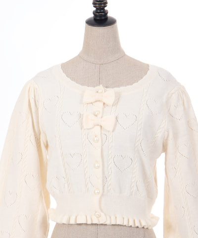 Heart Openwork Long Sleeve Knit Cardigan