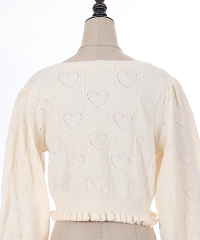 Heart Openwork Long Sleeve Knit Cardigan