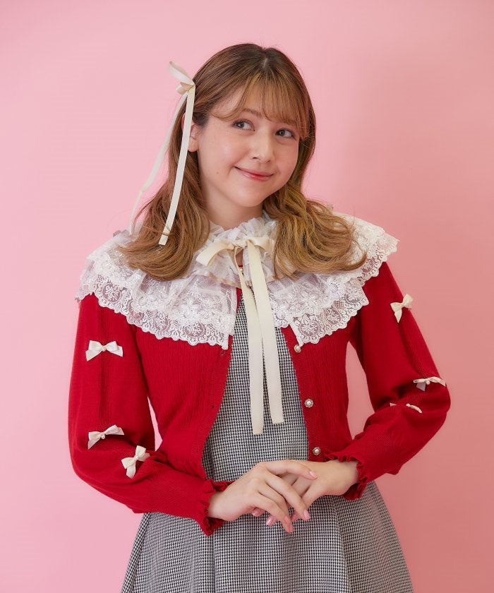 Cardigan with Petit Ribbon – axes femme from JAPAN