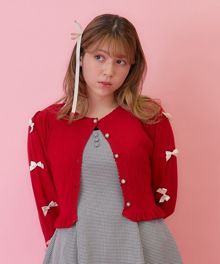 Cardigan with Petit Ribbon – axes femme from JAPAN
