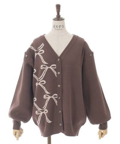 Ribbon Jacquard Bicolor Cardigan