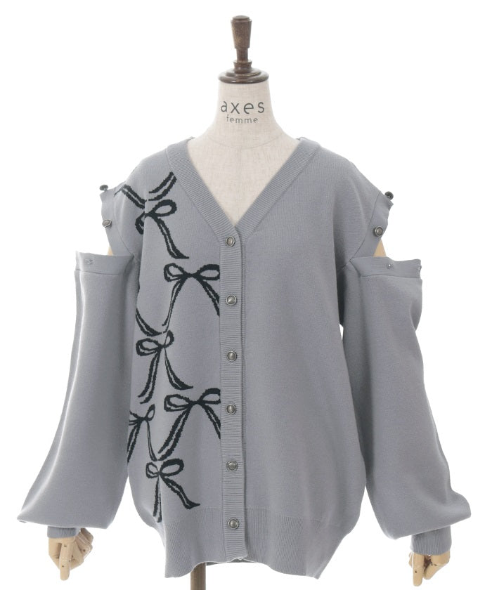 Ribbon Jacquard Bicolor Cardigan