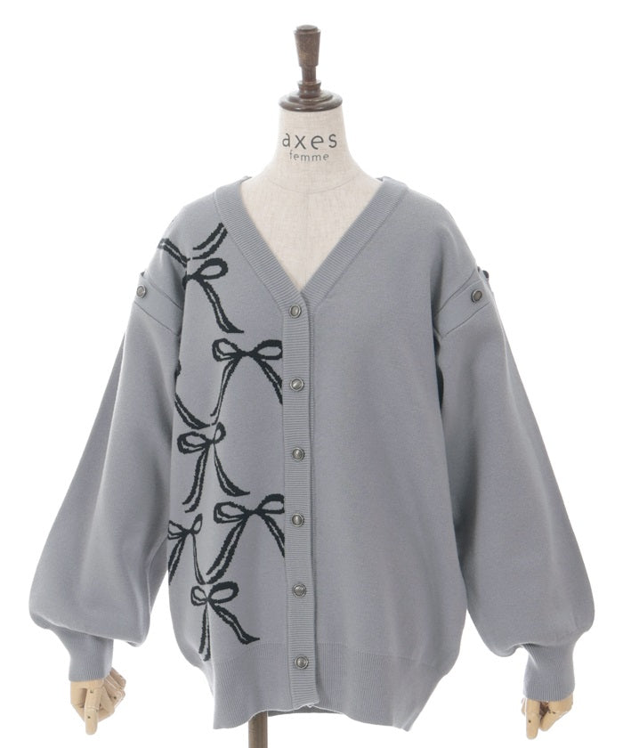 Ribbon Jacquard Bicolor Cardigan