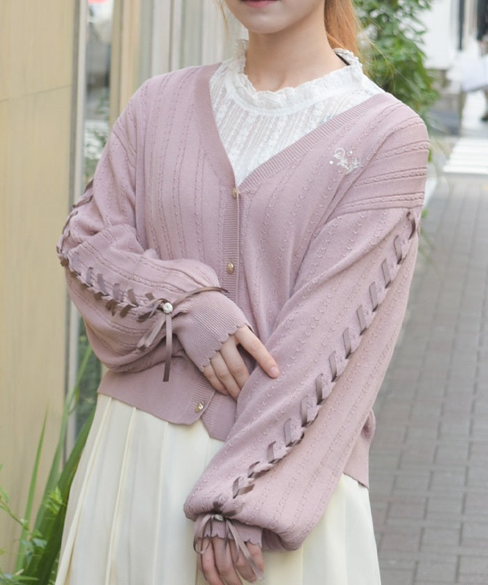 UV Cut Lace-Up Knit Cardigan – axes femme from JAPAN