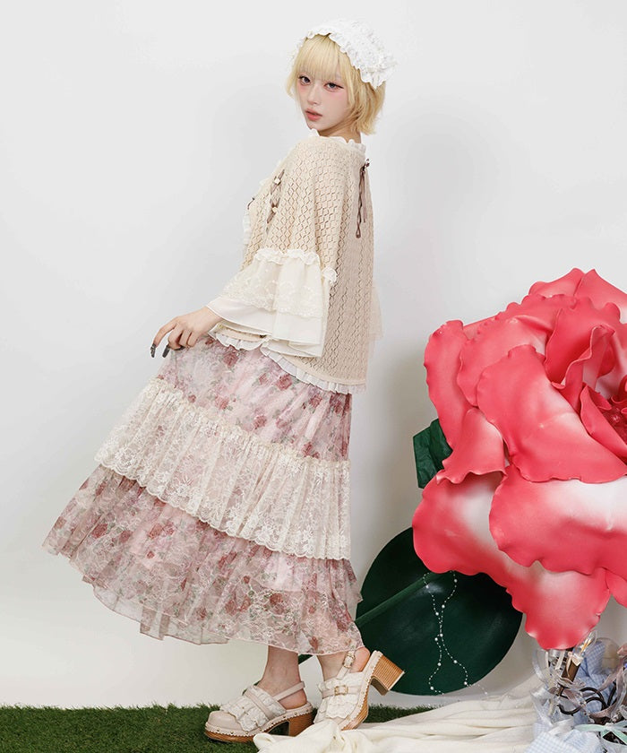 Openwork Knit Cape – axes femme from JAPAN