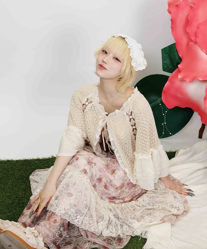 Openwork Knit Cape – axes femme from JAPAN