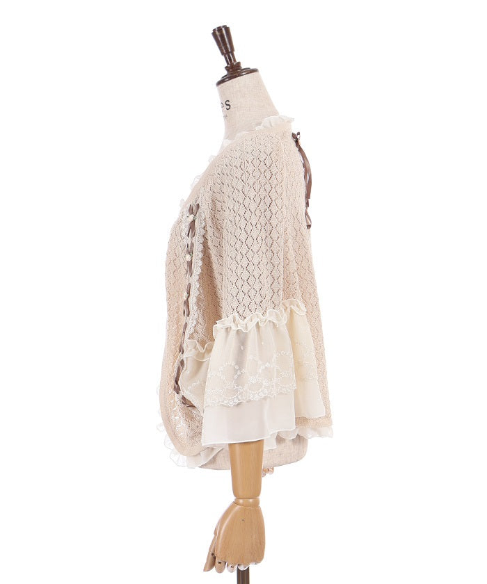 Openwork Knit Cape – axes femme from JAPAN