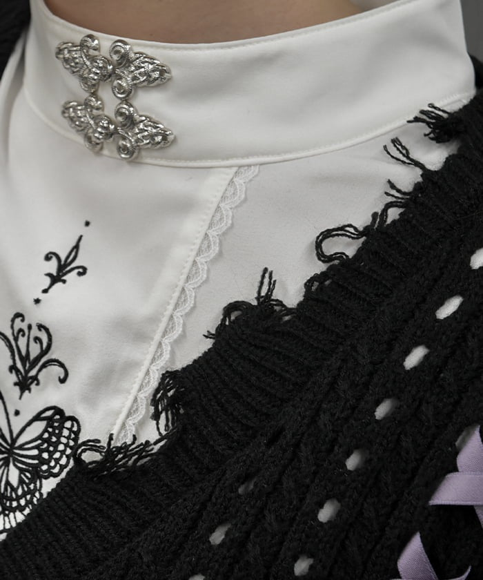 Lace-Up Design Cardigan