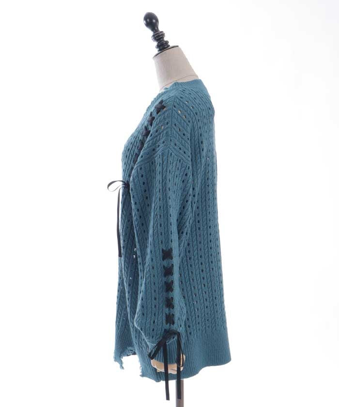 Lace-Up Design Cardigan