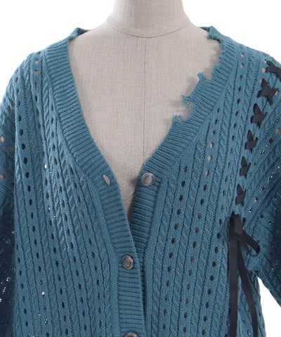 Lace-Up Design Cardigan