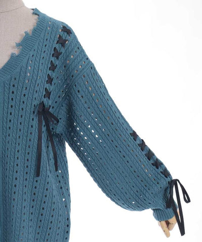 Lace-Up Design Cardigan