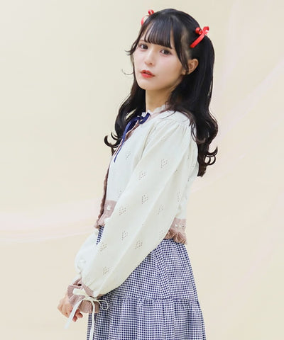 Heart Openwork Knit Cardigan