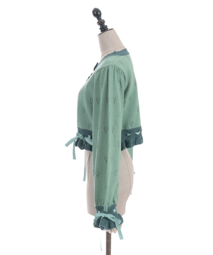 Heart Openwork Knit Cardigan