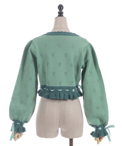 Heart Openwork Knit Cardigan
