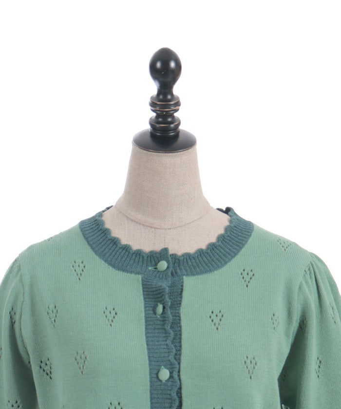 Heart Openwork Knit Cardigan