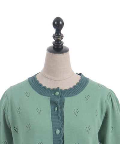 Heart Openwork Knit Cardigan