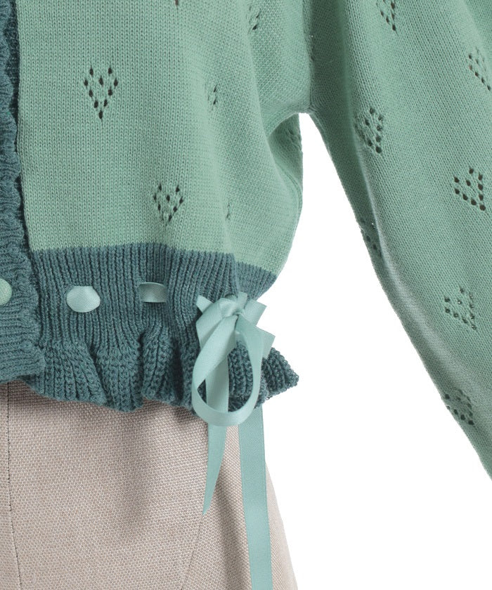 Heart Openwork Knit Cardigan