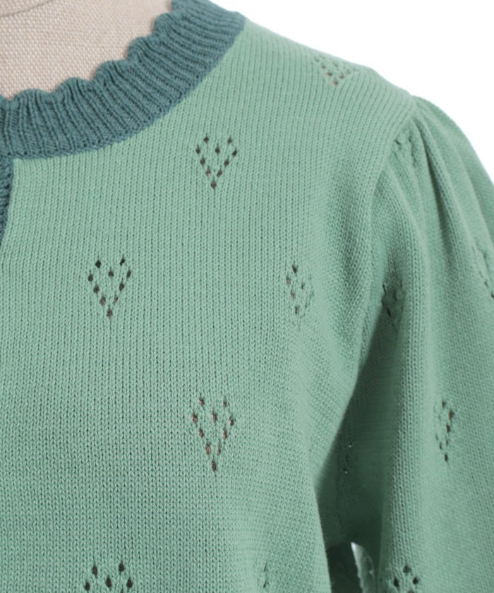 Heart Openwork Knit Cardigan