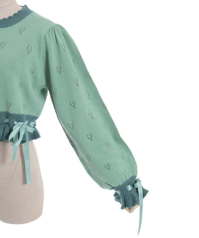 Heart Openwork Knit Cardigan
