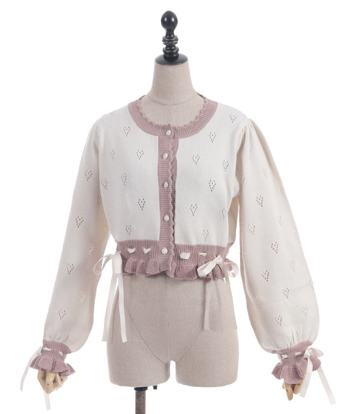 Heart Openwork Knit Cardigan