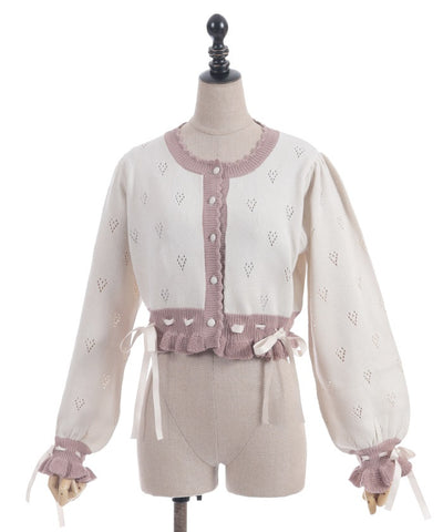 Heart Openwork Knit Cardigan