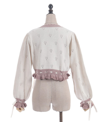 Heart Openwork Knit Cardigan