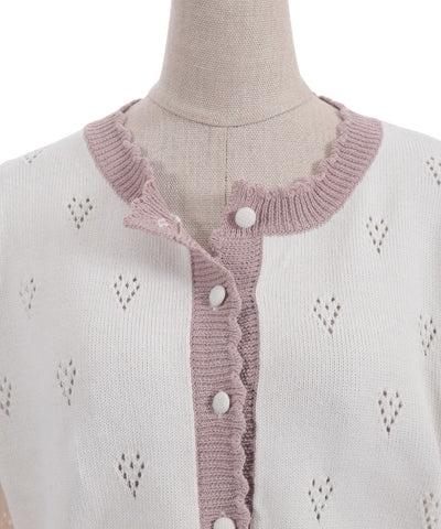 Heart Openwork Knit Cardigan