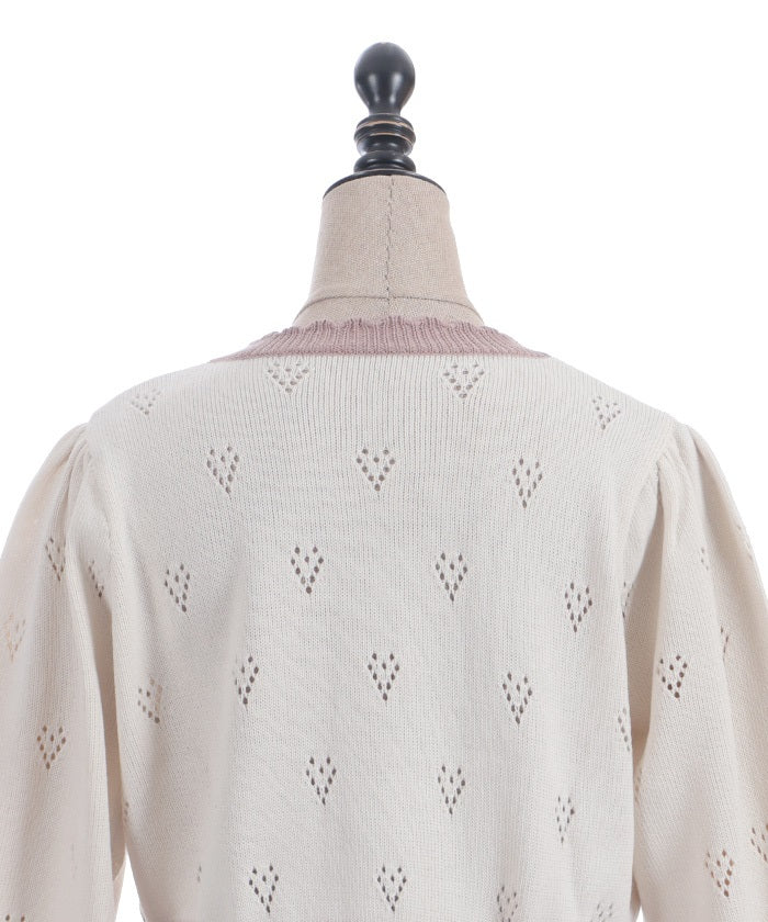 Heart Openwork Knit Cardigan