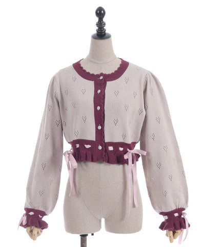 Heart Openwork Knit Cardigan