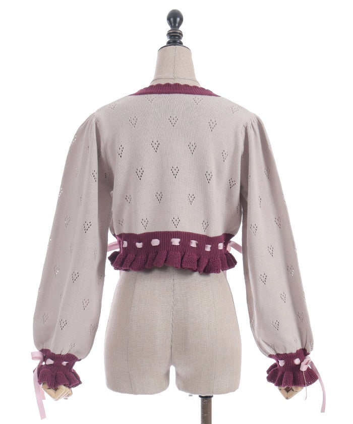 Heart Openwork Knit Cardigan