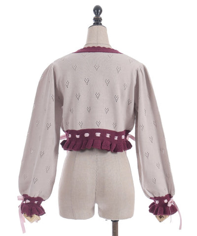 Heart Openwork Knit Cardigan