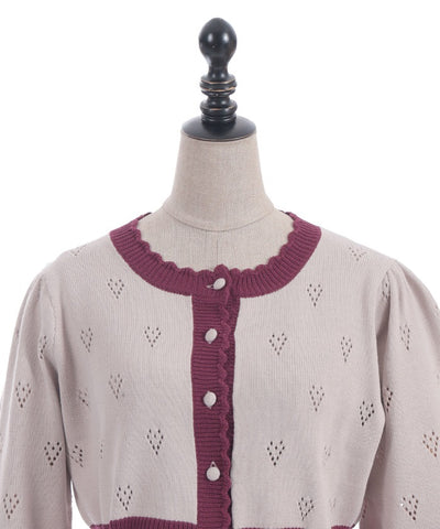 Heart Openwork Knit Cardigan