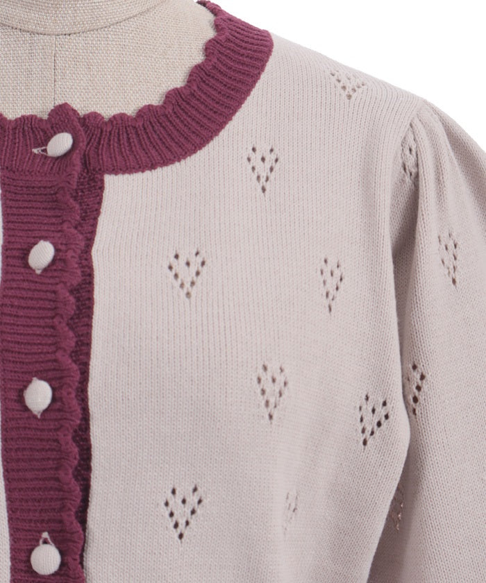 Heart Openwork Knit Cardigan