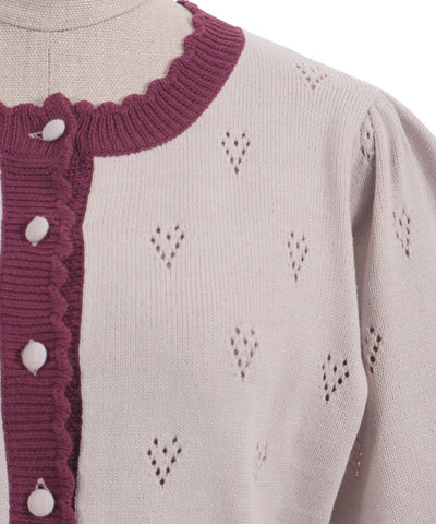 Heart Openwork Knit Cardigan