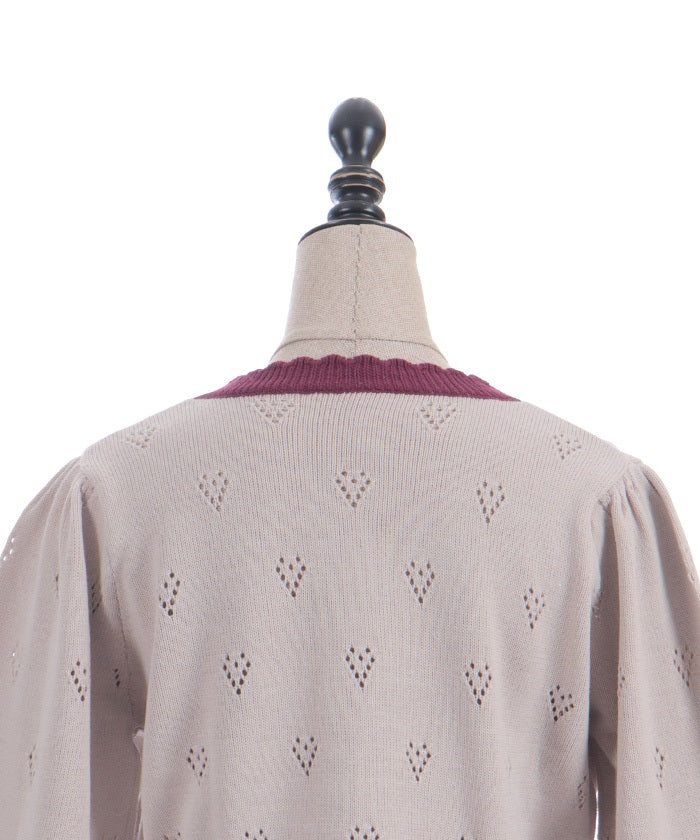 Heart Openwork Knit Cardigan