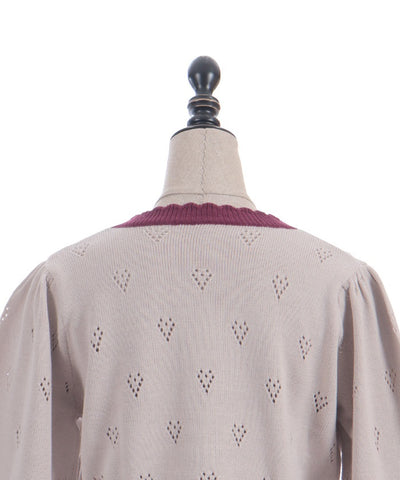 Heart Openwork Knit Cardigan
