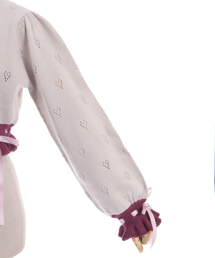 Heart Openwork Knit Cardigan
