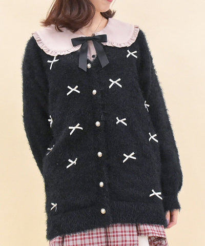 Many Ribbons Mohair Knit Cardigan