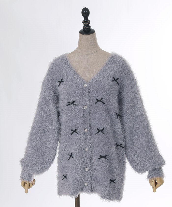 Many Ribbons Mohair Knit Cardigan