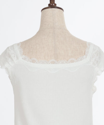 Quick-Dry Shoulder Lace Rib Tank Top