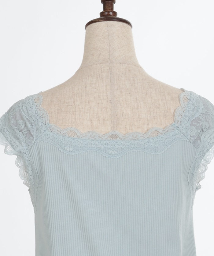 Quick-Dry Shoulder Lace Rib Tank Top