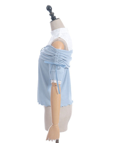 Ribbon Design Open Shoulder Pullover