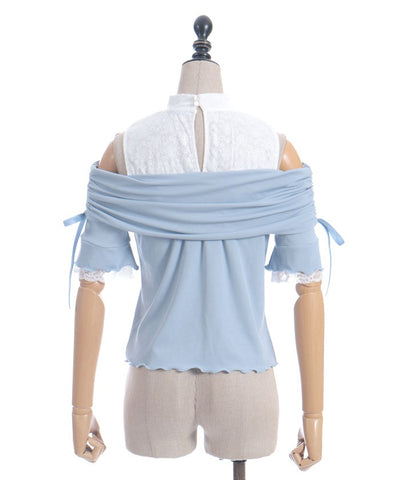 Ribbon Design Open Shoulder Pullover